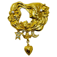 Load image into Gallery viewer, KIRKS FOLLY signed gold plated crystal designer brooch
