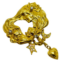 Load image into Gallery viewer, KIRKS FOLLY signed gold plated crystal designer brooch
