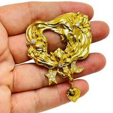 Load image into Gallery viewer, KIRKS FOLLY signed gold plated crystal designer brooch
