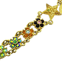 Load image into Gallery viewer, KIRKS FOLLY signed vintage gol tone star flower crystal designer bracelet
