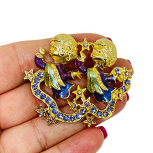 Load image into Gallery viewer, KIRKS FOLLY signed vintage gold tone enamel crystals angels designer brooch
