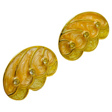 Load image into Gallery viewer, KJL AVON vintage gold enamel rhinestone designer earrings
