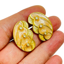 Load image into Gallery viewer, KJL AVON vintage gold enamel rhinestone designer earrings
