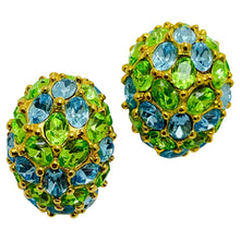 Load image into Gallery viewer, KJL KENNETH JAY LANE vintage gold crystal designer clip on earrings
