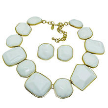 Load image into Gallery viewer, KJL KENNETH JAY LANE vintage gold white designer statement necklace earrings set

