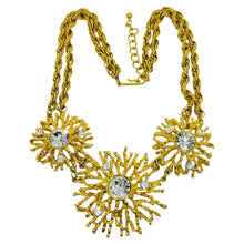 Load image into Gallery viewer, KJL for AVON signed vintage gold tone crystal starburst chain designer necklace
