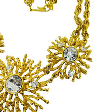 Load image into Gallery viewer, KJL for AVON signed vintage gold tone crystal starburst chain designer necklace
