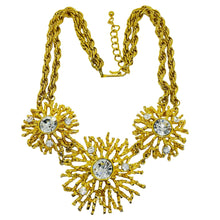 Load image into Gallery viewer, KJL for AVON signed vintage gold tone crystal starburst chain designer necklace
