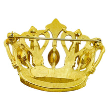 Load image into Gallery viewer, KJL for AVON signed vintage gold tone rhinestones royal crown designer brooch
