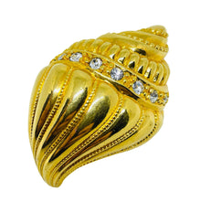 Load image into Gallery viewer, KJL for AVON signed vintage gold tone seashell scarf clip / necklace enhancer
