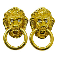Load image into Gallery viewer, KJL for AVON signed vintage lion head door knocker designer earrings
