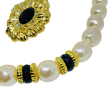 Load image into Gallery viewer, KJL for AVON vintage gold pearls glass designer clip on earrings necklace set
