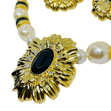 Load image into Gallery viewer, KJL for AVON vintage gold pearls glass designer clip on earrings necklace set

