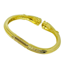 Load image into Gallery viewer, KJL for AVON vintage gold tone enamel rhinestones designer clamper bracelet
