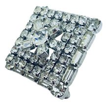 Load image into Gallery viewer, KRAMER of NEW YORK signed silver tone glass stones massive designer brooch
