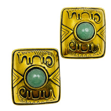 Load image into Gallery viewer, LAUREL BURCH signed vintage gold tone glass jade designer 80's clip on earrings
