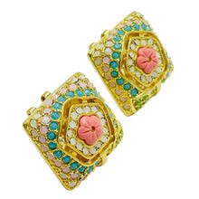 Load image into Gallery viewer, LAUREN G ADAMS gold zirconia flower designer earrings
