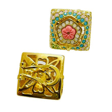 Load image into Gallery viewer, LAUREN G ADAMS gold zirconia flower designer earrings
