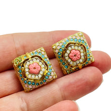 Load image into Gallery viewer, LAUREN G ADAMS gold zirconia flower designer earrings

