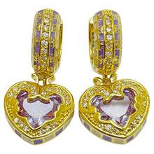 Load image into Gallery viewer, LAUREN G ADAMS renaissance heart gold zirconia heart designer dangle earrings
