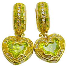 Load image into Gallery viewer, LAUREN G ADAMS renaissance heart gold zirconia heart designer dangle earrings
