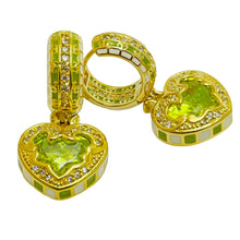 Load image into Gallery viewer, LAUREN G ADAMS renaissance heart gold zirconia heart designer dangle earrings
