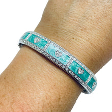Load image into Gallery viewer, LAUREN G ADAMS silver enamel zirconia hearts designer bangle bracelet
