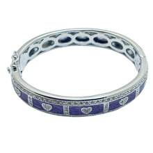 Load image into Gallery viewer, LAUREN G ADAMS silver enamel zirconia hearts designer bangle bracelet
