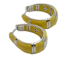 Load image into Gallery viewer, LAUREN G ADAMS silver enamel zirconia hoop designer earrings
