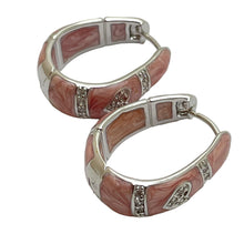 Load image into Gallery viewer, LAUREN G ADAMS silver enamel zirconia hoop designer earrings
