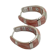 Load image into Gallery viewer, LAUREN G ADAMS silver enamel zirconia hoop designer earrings
