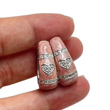 Load image into Gallery viewer, LAUREN G ADAMS silver enamel zirconia hoop designer earrings
