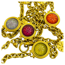 Load image into Gallery viewer, LIZ CLAIBORNE signed chain gold jewel glass designer runway necklace
