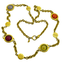Load image into Gallery viewer, LIZ CLAIBORNE signed chain gold jewel glass designer runway necklace
