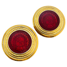 Load image into Gallery viewer, LIZ CLAIBORNE signed vintage gold tone enamel designer clip on earrings
