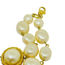 Load image into Gallery viewer, LIZ CLAIBORNE signed vintage gold tone faux pearl heart designer beaded bracelet
