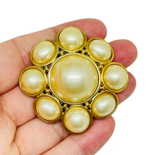Load image into Gallery viewer, LIZ CLAIBORNE signed vintage gold tone pearl massive designer brooch

