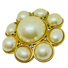 Load image into Gallery viewer, LIZ CLAIBORNE signed vintage gold tone pearl massive designer brooch
