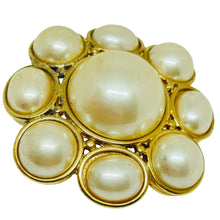 Load image into Gallery viewer, LIZ CLAIBORNE signed vintage gold tone pearl massive designer brooch
