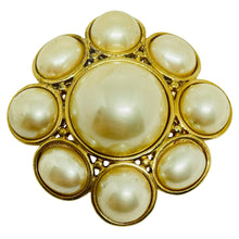 Load image into Gallery viewer, LIZ CLAIBORNE signed vintage gold tone pearl massive designer brooch
