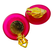 Load image into Gallery viewer, LIZ CLAIBORNE signed vintage hot pink resin designer clip on earrings
