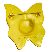 Load image into Gallery viewer, LIZ CLAIBORNE signed vintage matte gold tone butterfly designer brooch
