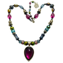 Load image into Gallery viewer, LIZ CLAIBORNE silver tone glass beaded designer necklace
