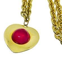 Load image into Gallery viewer, LIZ CLAIBORNE vintage gold tone massive chain heart resin cab designer necklace
