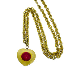 Load image into Gallery viewer, LIZ CLAIBORNE vintage gold tone massive chain heart resin cab designer necklace
