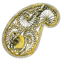 Load image into Gallery viewer, MADE IN ISRAEL 925 sterling silver gold plated natural red coral designer brooch
