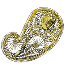 Load image into Gallery viewer, MADE IN ISRAEL 925 sterling silver gold plated natural red coral designer brooch
