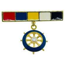 Load image into Gallery viewer, MARVELLA signed vintage gold tone enamel nautical dangle designer brooch
