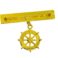 Load image into Gallery viewer, MARVELLA signed vintage gold tone enamel nautical dangle designer brooch
