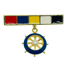 Load image into Gallery viewer, MARVELLA signed vintage gold tone enamel nautical dangle designer brooch
